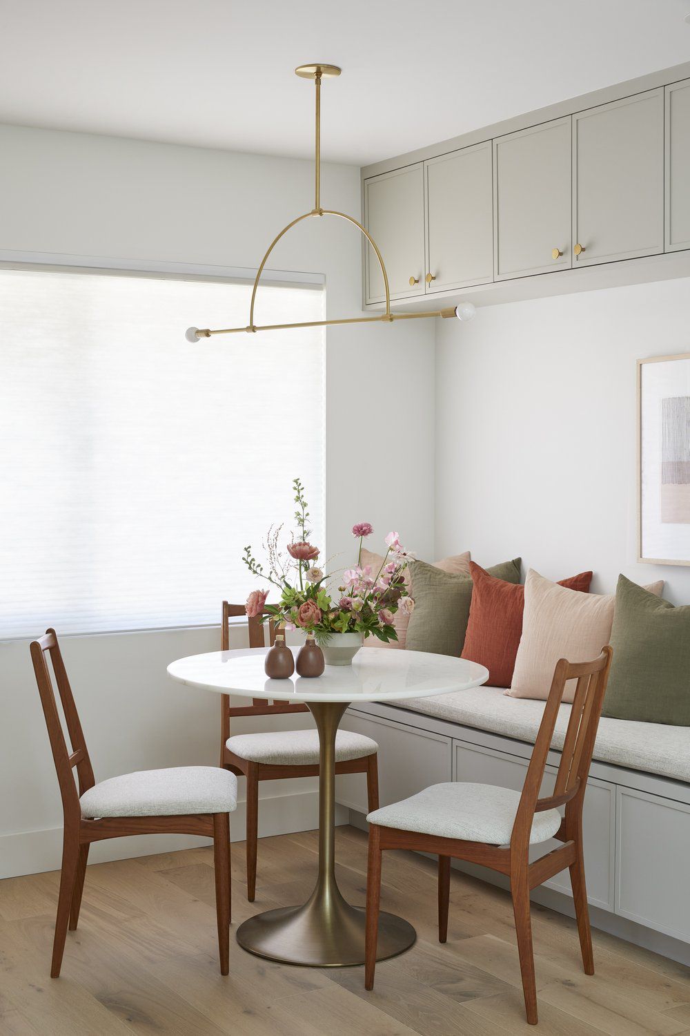 breakfast nook with marble table