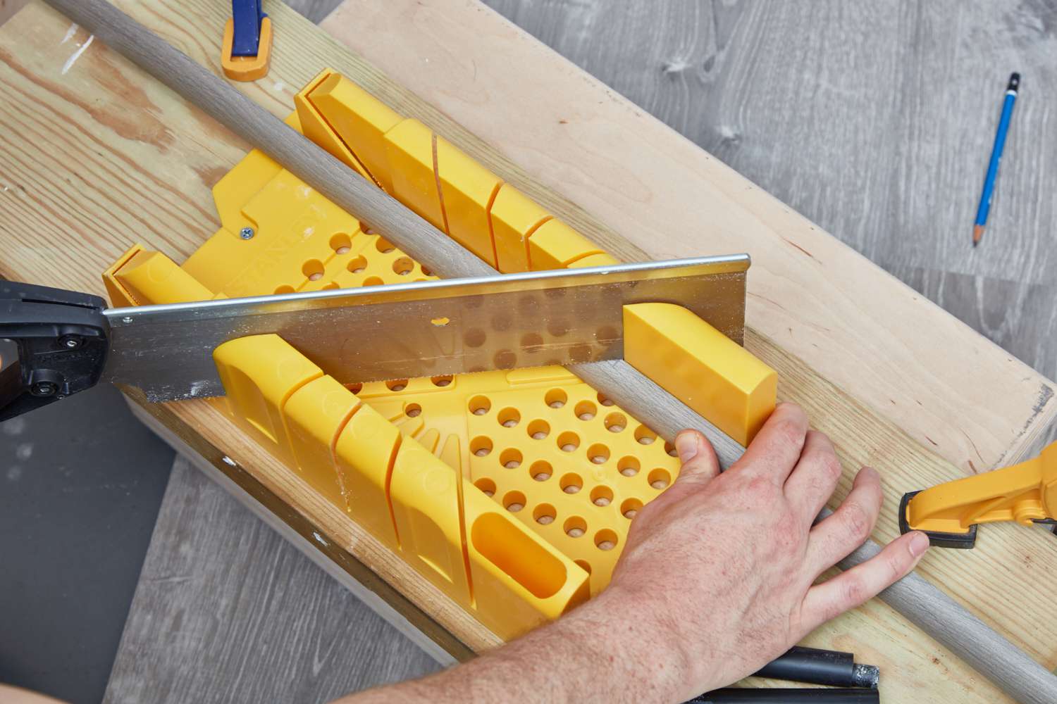Use miter saw to cut board