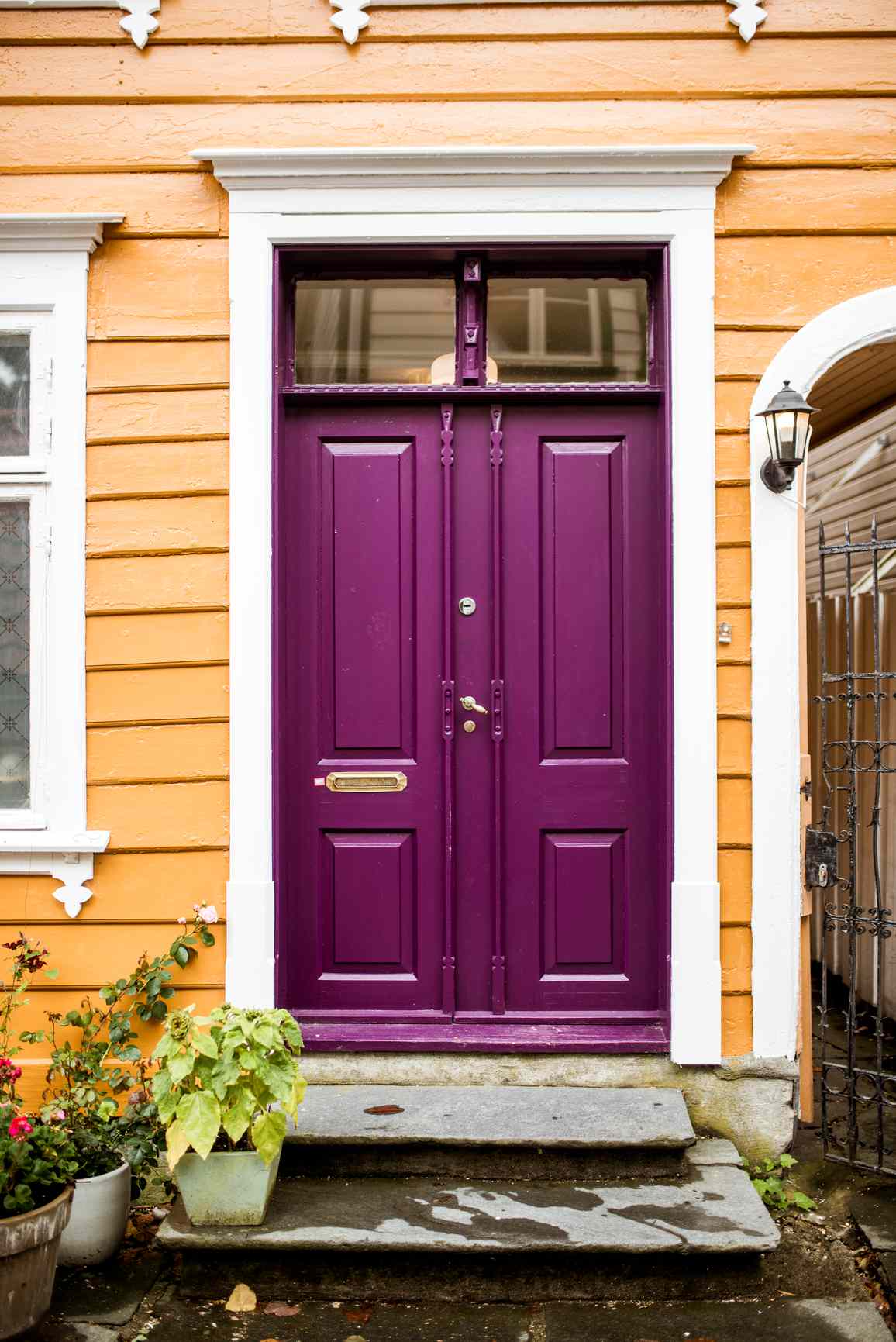 Eine lila Haustür