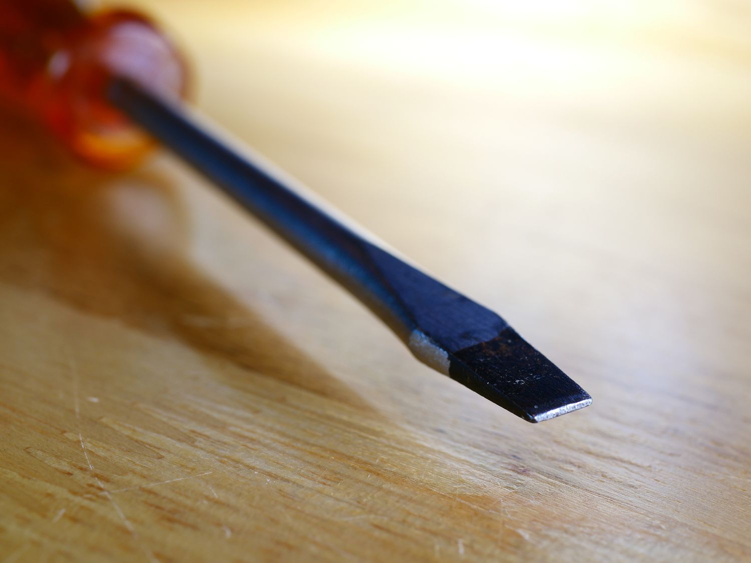 A flathead screwdriver