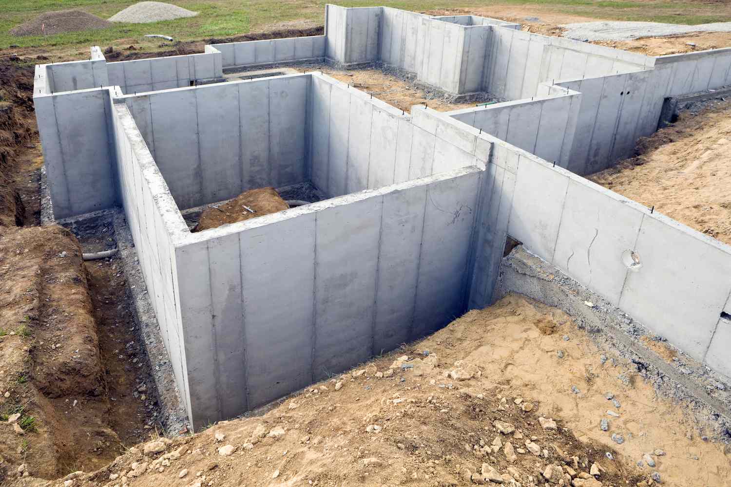 Muros de cimentación de obra residencial