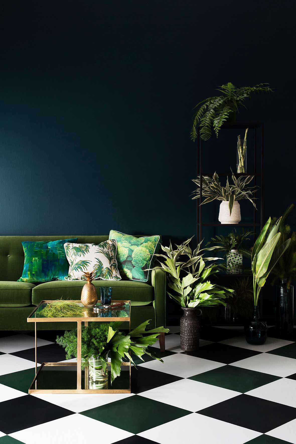 Dark green living space