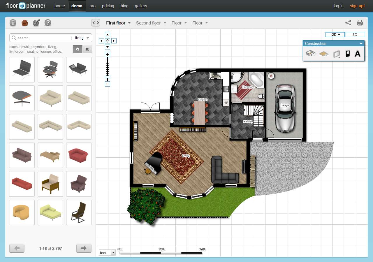 Ein Screenshot des Floorplanner-Programms