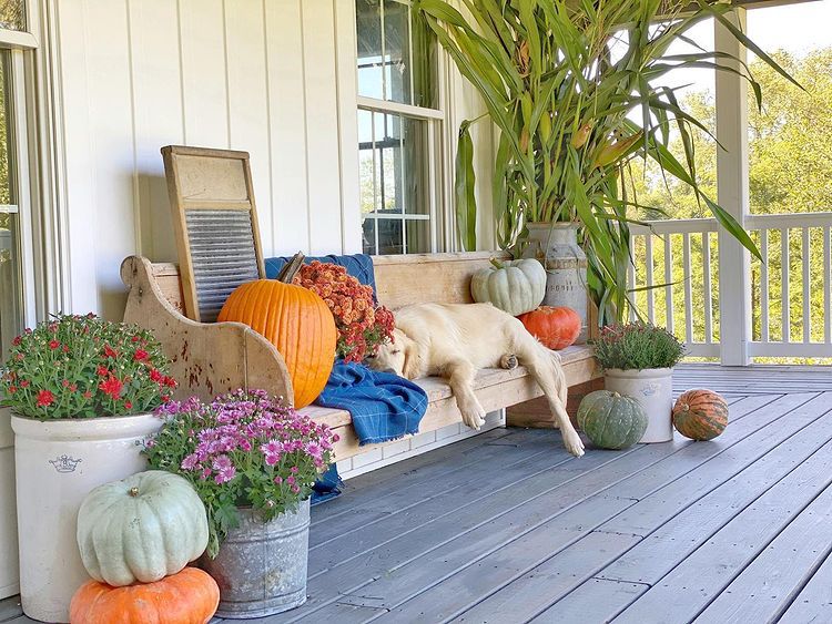 46 Ideen für die Herbstdekoration der Veranda, die Sie auf den Herbst einstimmen