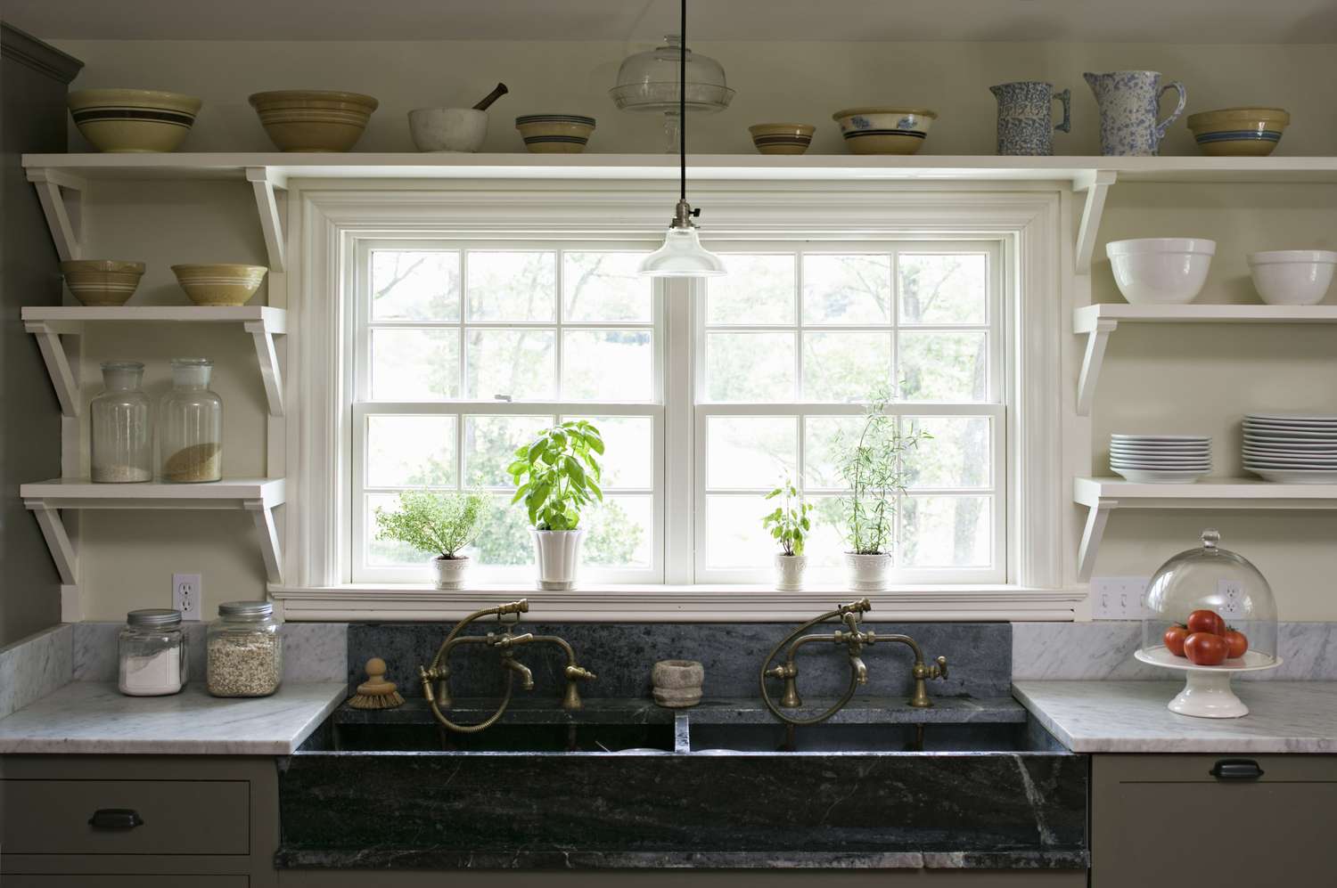 Farmhouse kitchen with open shelves