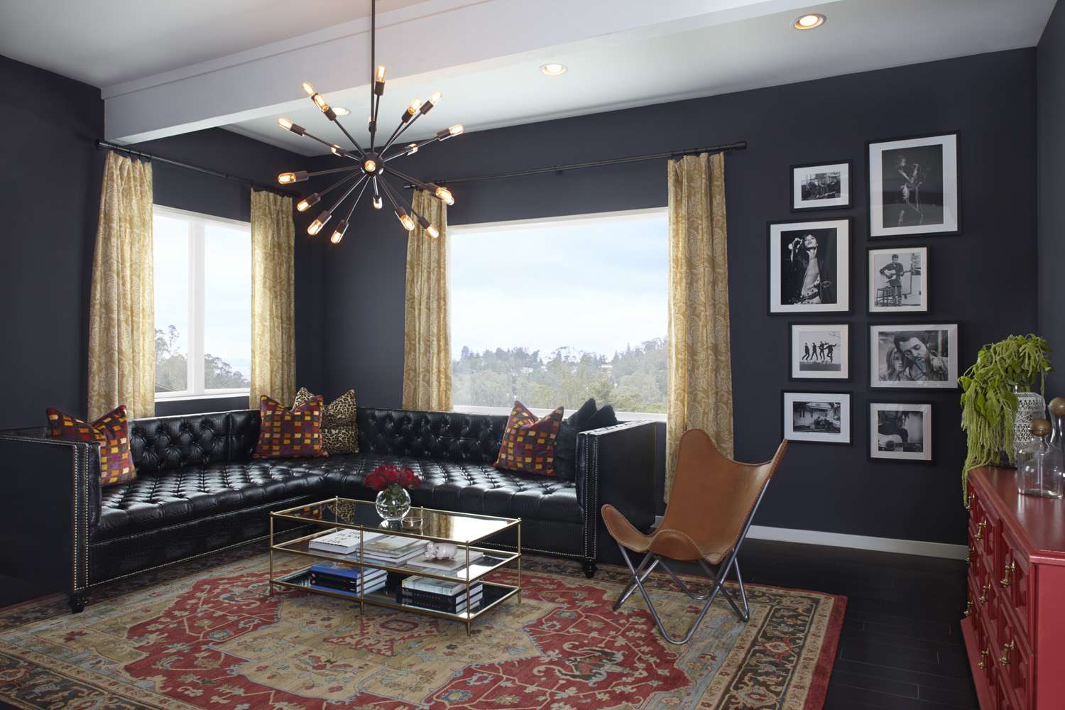 blue black living room walls