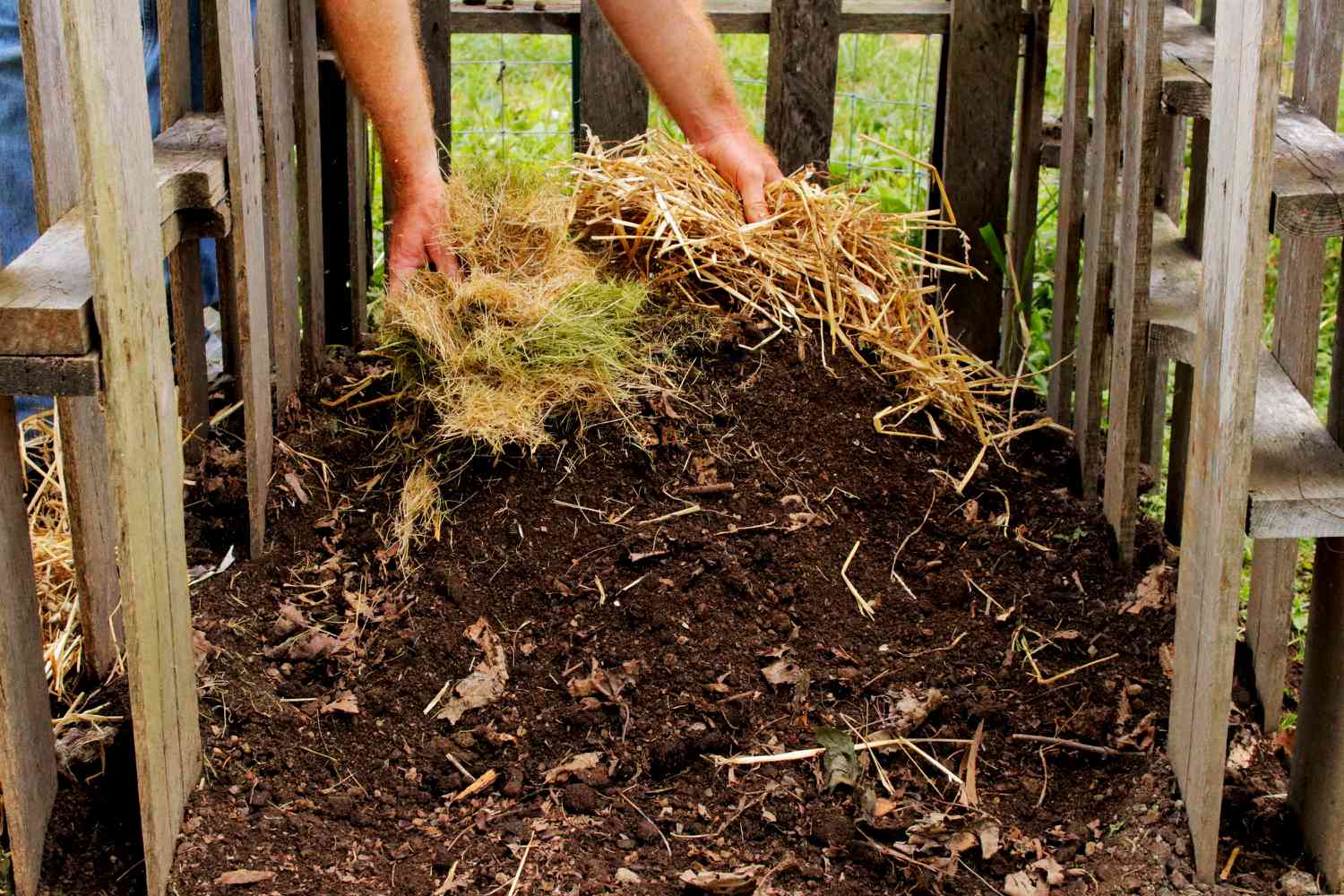 Dry materials reapplied to compost pile