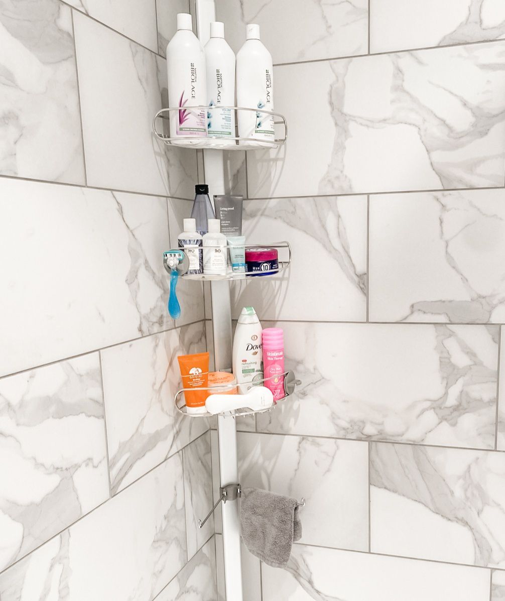 tension mount shower caddy