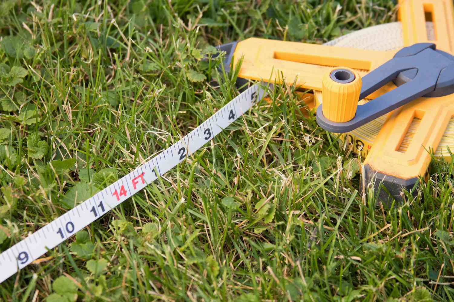 Kolibri-Gartenfläche wird auf Rasen gemessen 