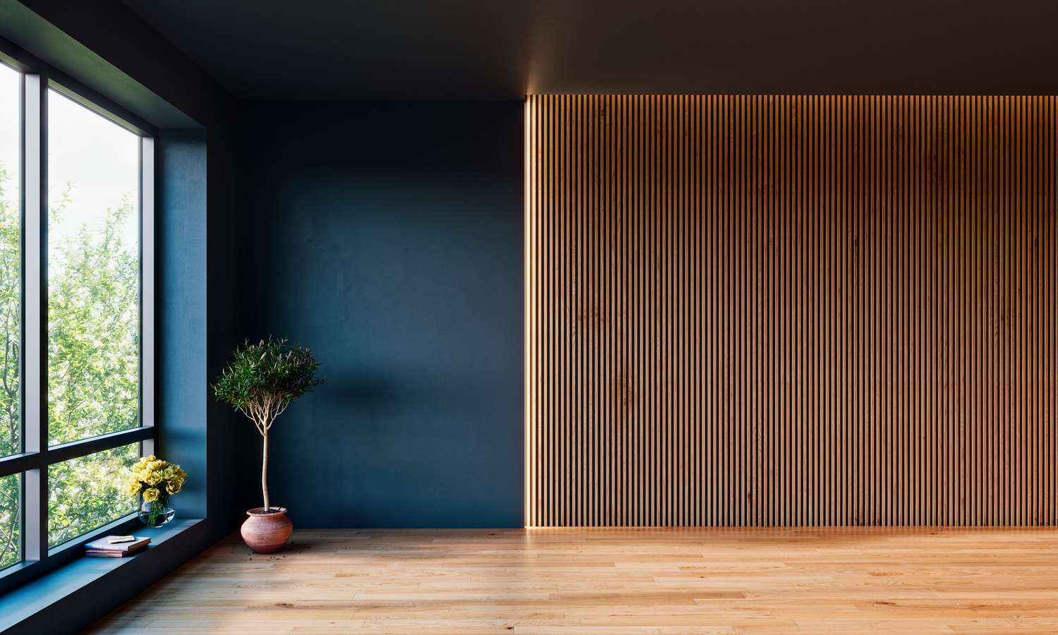 Pared de listones de madera