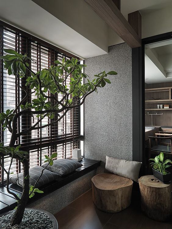 Modernes Wohnzimmer im japanischen Stil