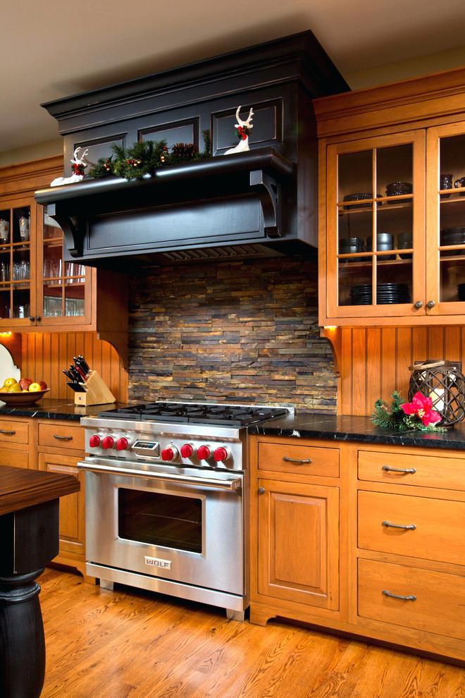 stacked stone rustic backsplash