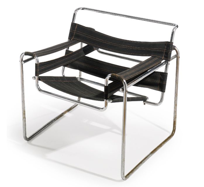 Cadeira Wassily projetada por Marcel Breuer e fabricada pela Standard-M?bel, c. 1927.