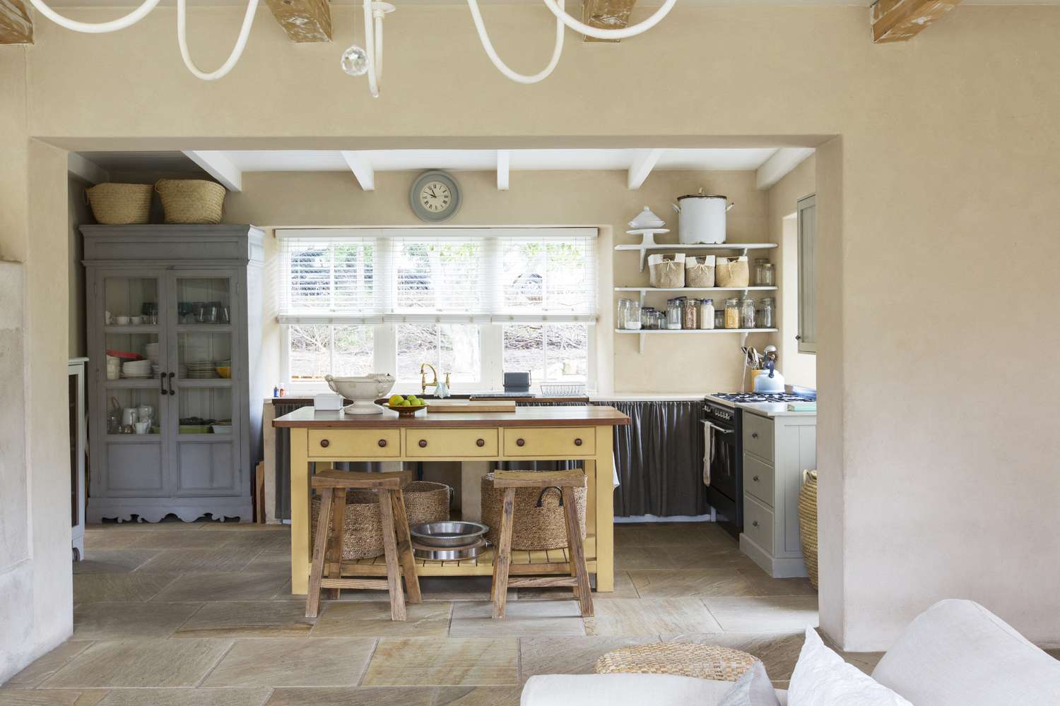 View from living room into kitchen