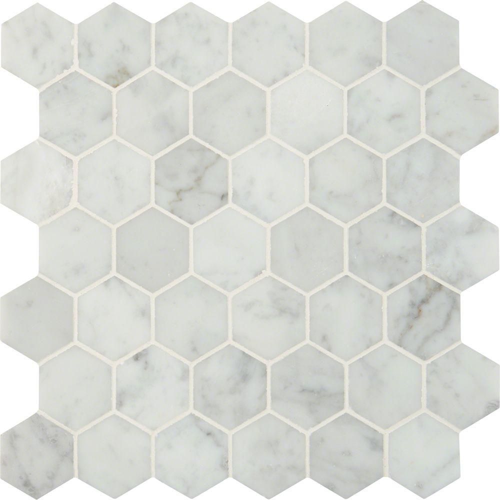 Carrara White HexagonBathroom Floor Tile Ideas