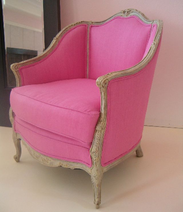 Pink Linen Bergere Chair