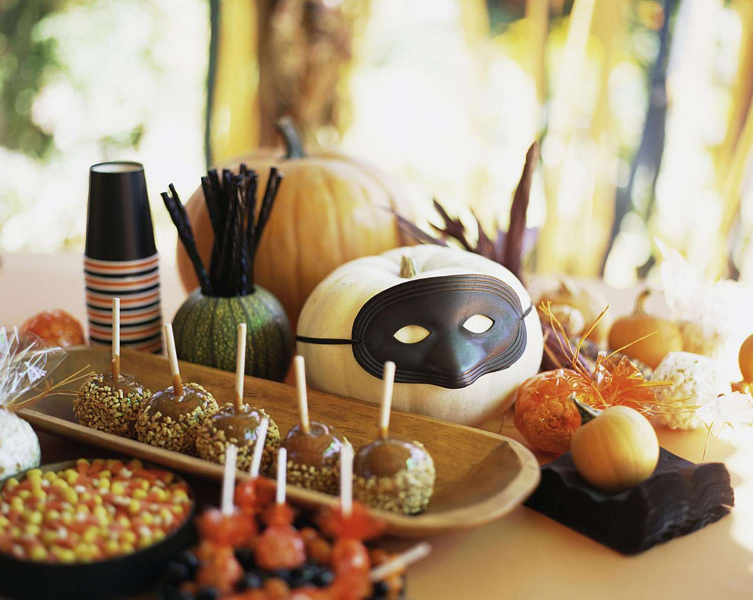 Halloween food and table decorations.