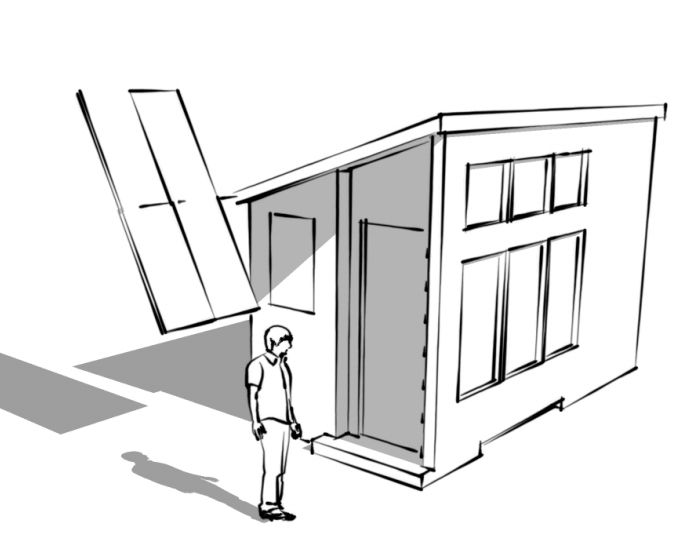 Ilustración de una casita solar