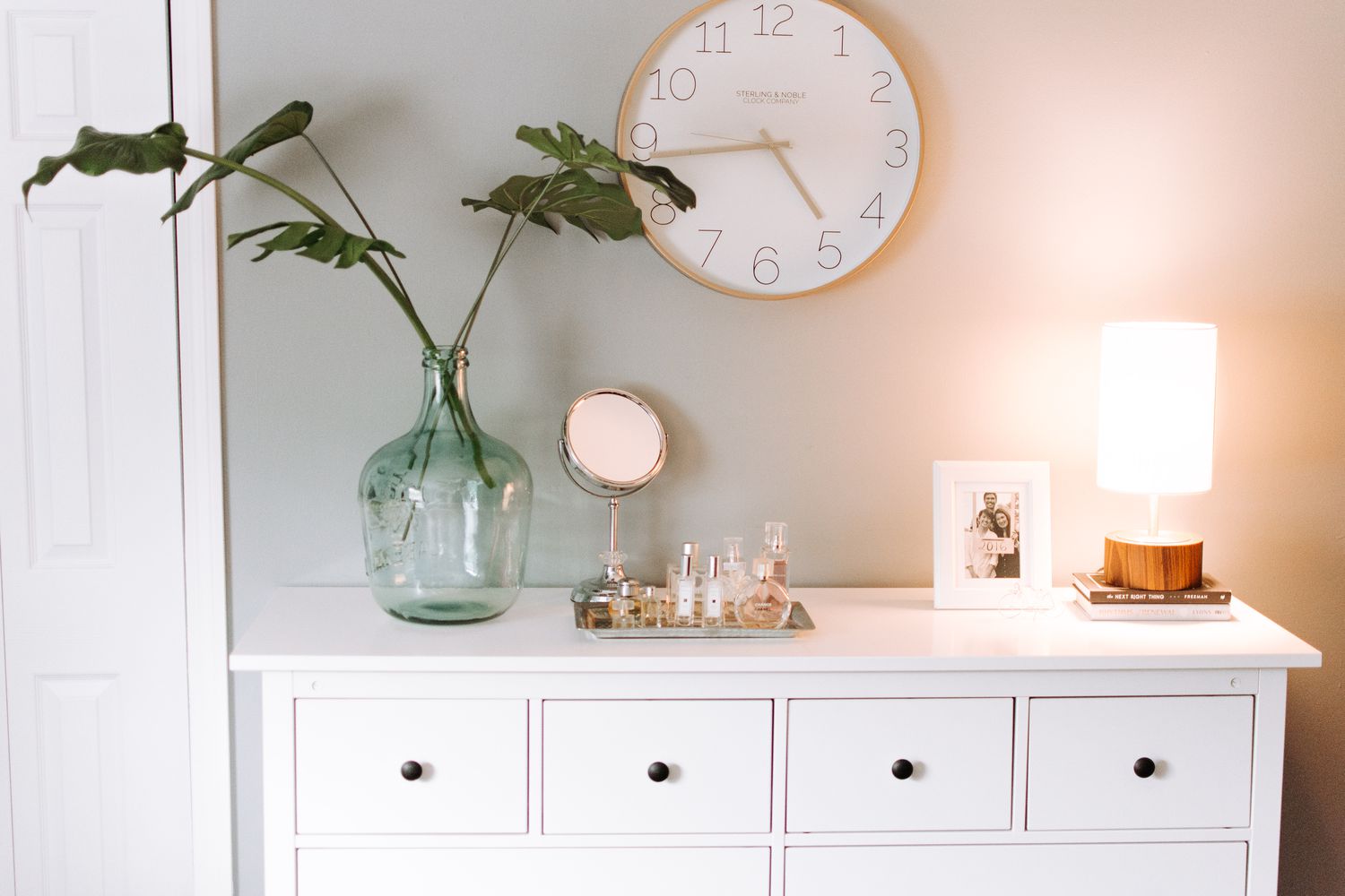 a white organized dresser