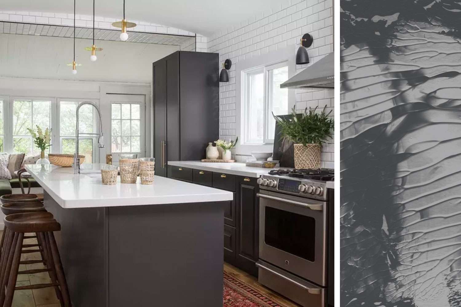 Farrow & Ball Off-Black inspiration cuisine et swatch de peinture