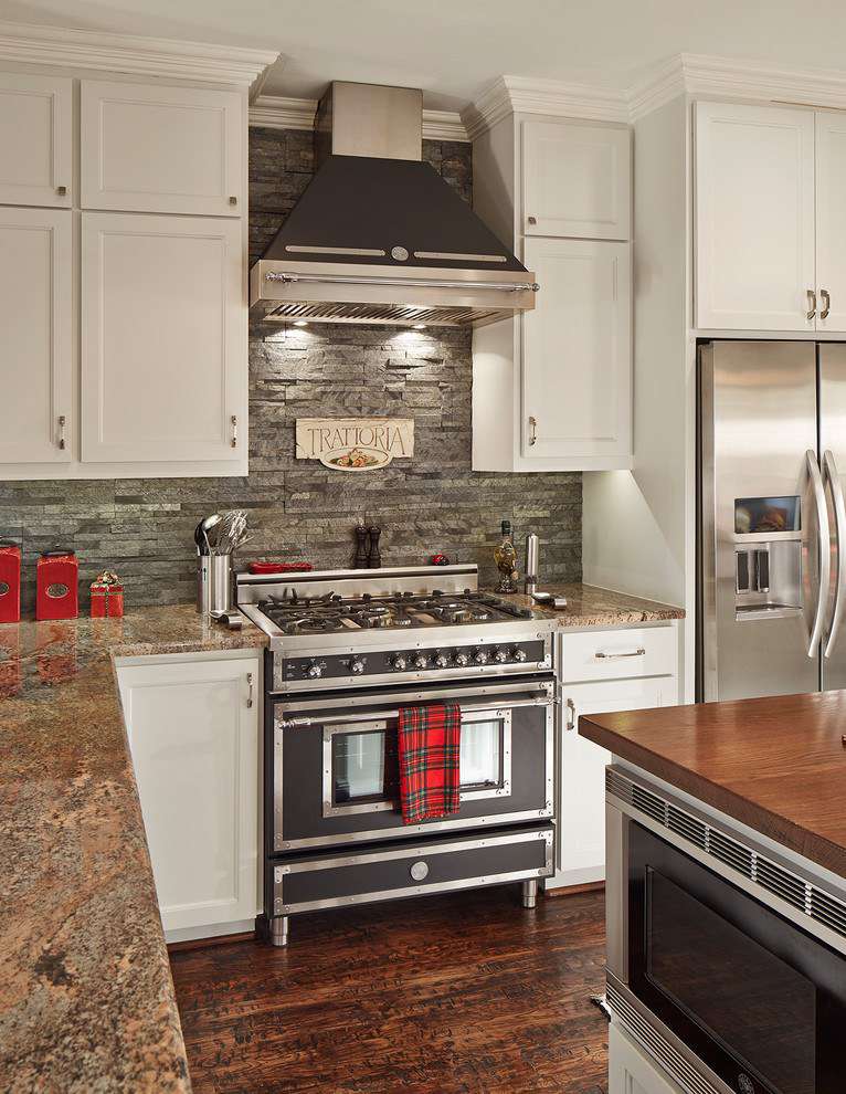 stacked stone in traditional kitchen