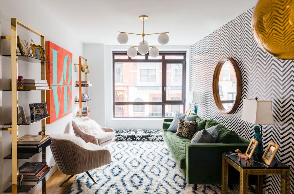 modern living room with mixed patterns