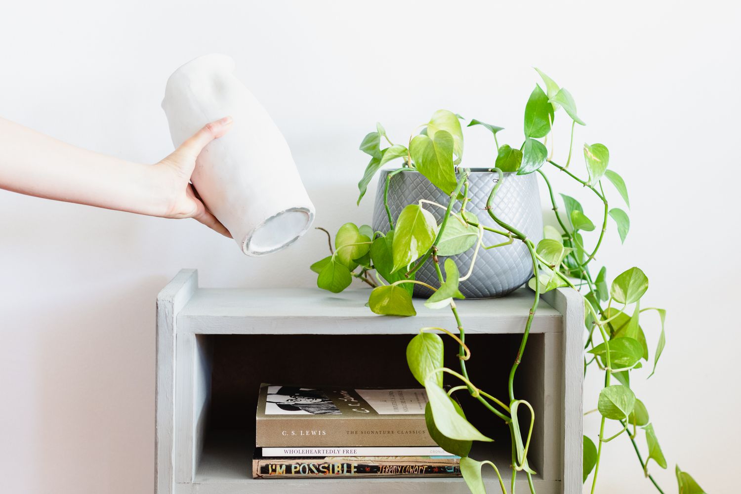 White ceramic lifted off sticky painted shelf