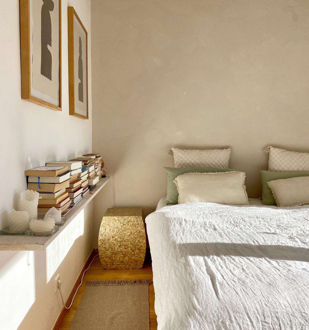 Dormitorio minimalista bohemio