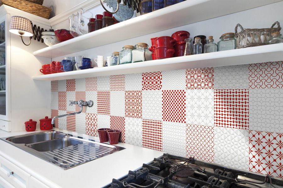 patchwork kitchen backsplash
