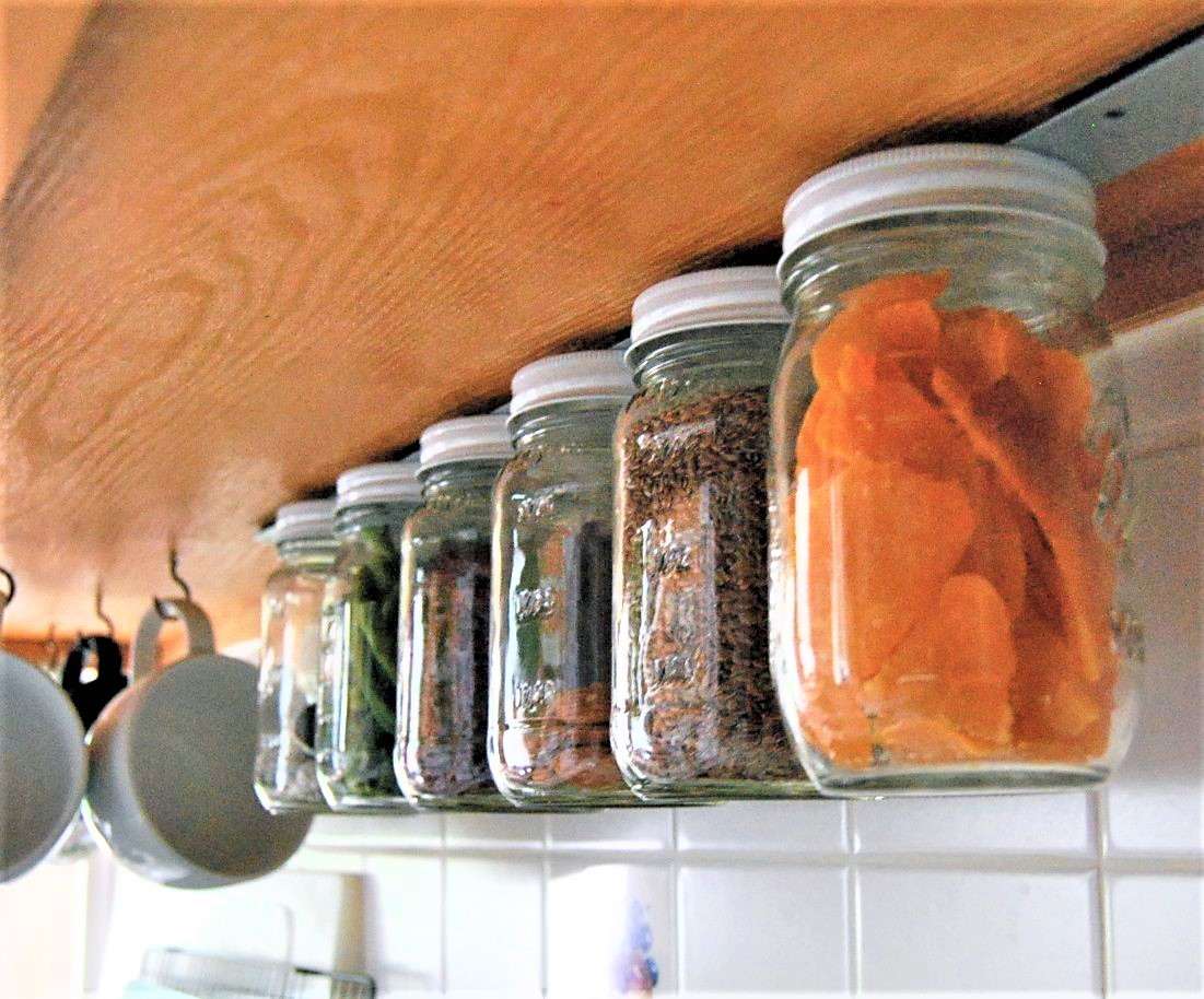 Suspend Jars Under Cabinets With Magnetic Strip