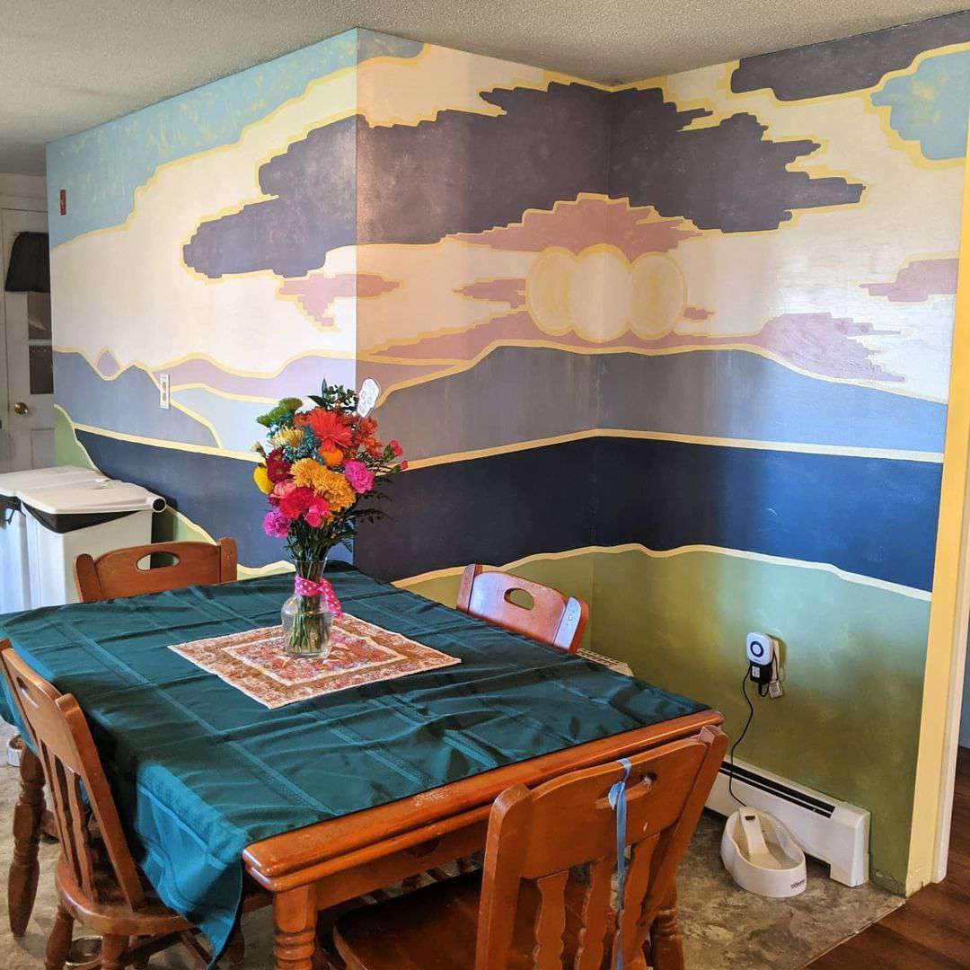 mural in dining room