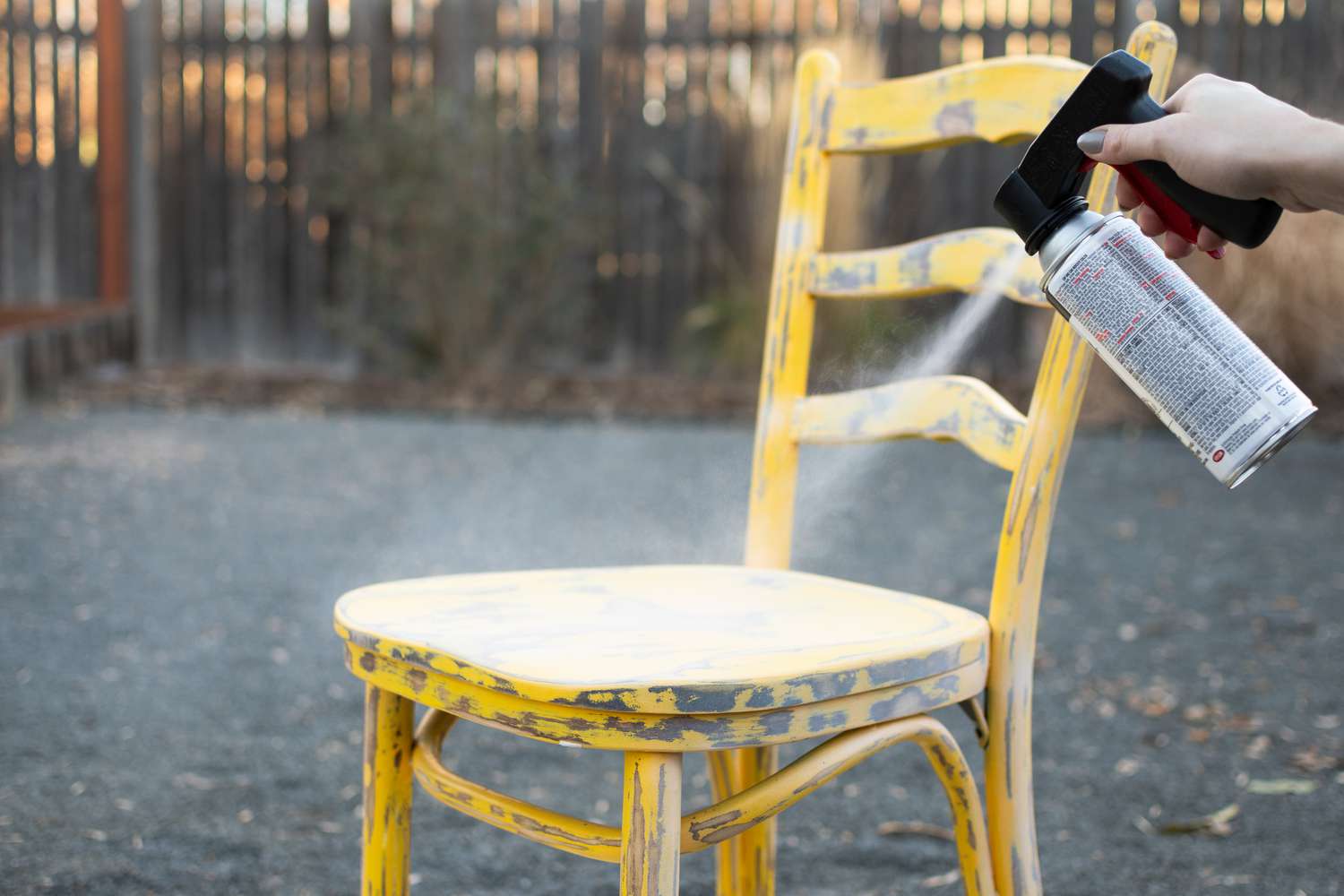 Primer sprayed on yellow chair