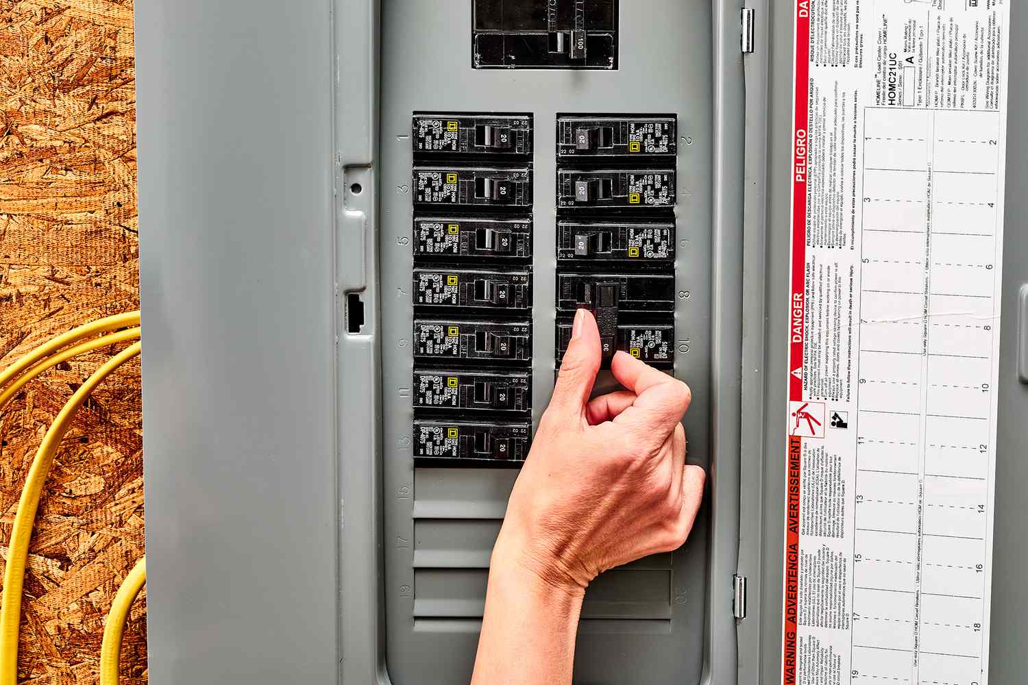 Strom in der Hauptschalttafel des Warmwasserbereiters ausgeschaltet