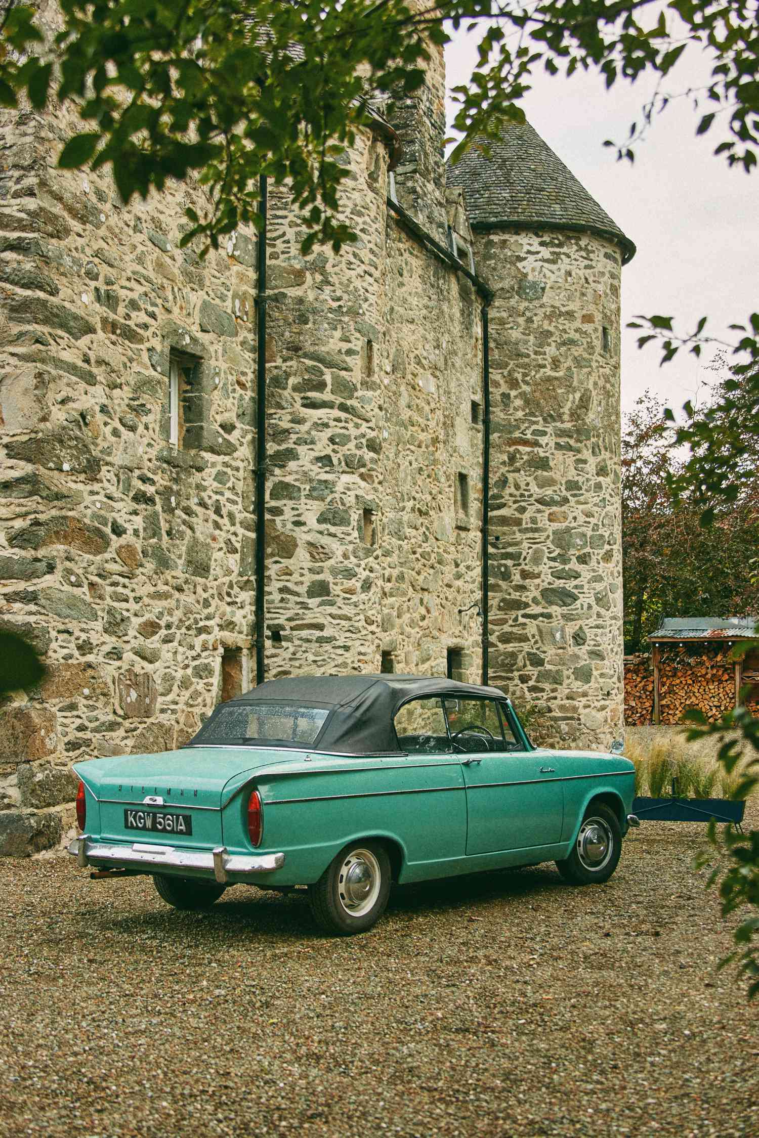 Car outside of castle