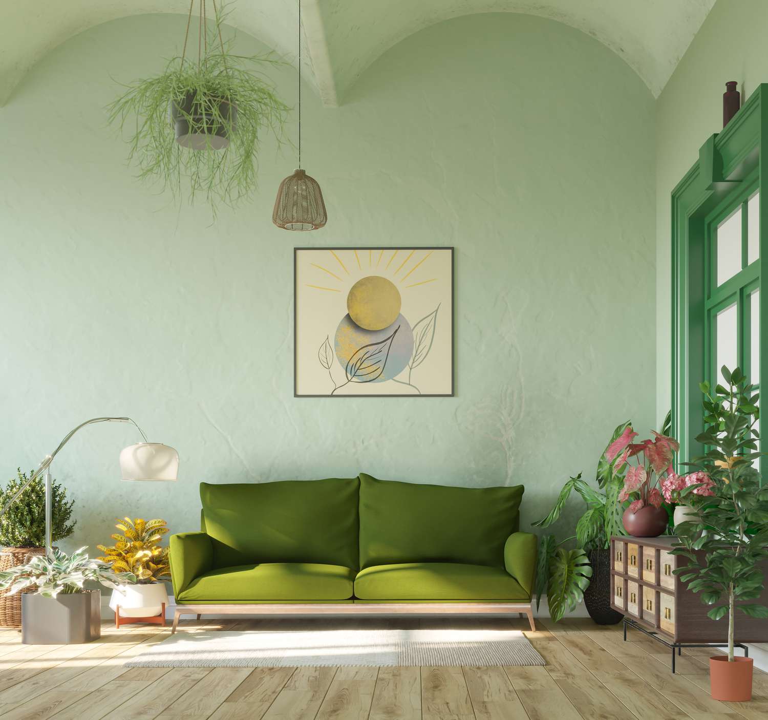 Grünes Wohnzimmer