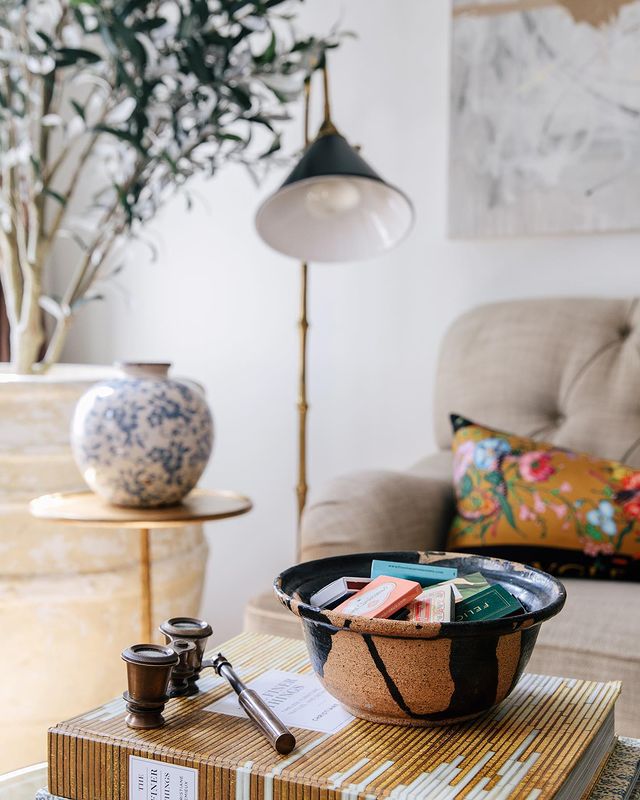 vintage pieces on coffee table