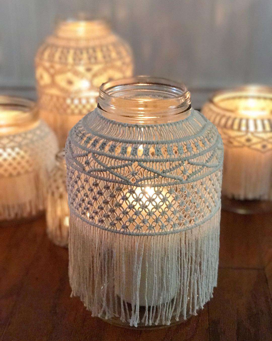 macrame votive candle holders