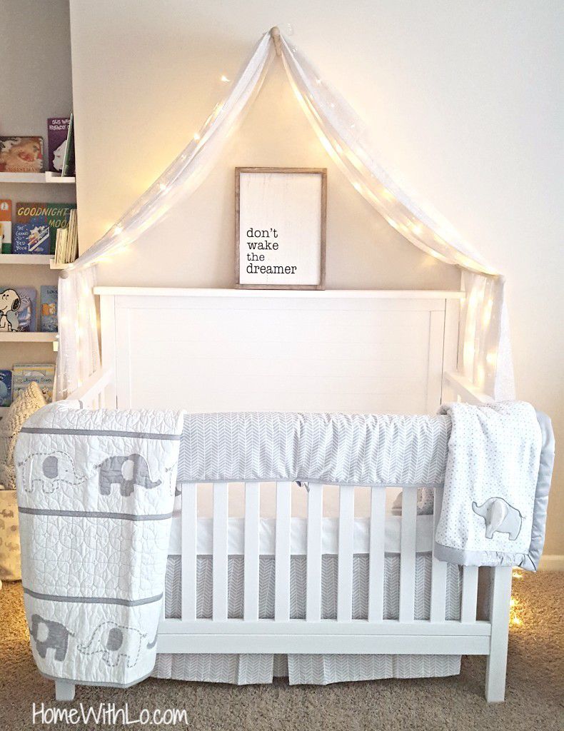 Crib canopy with fairy lights