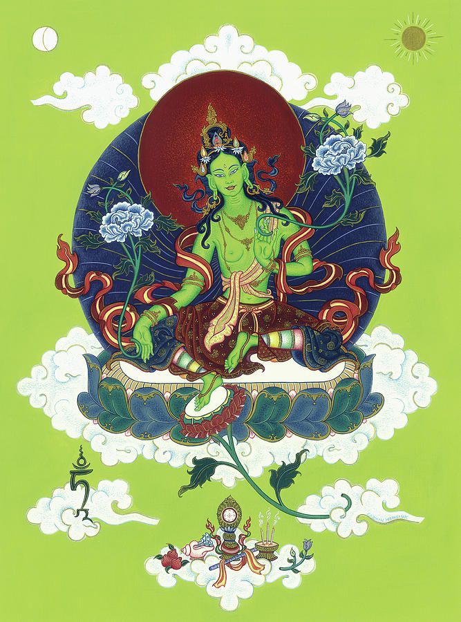 Green Tara thangka by Carmen Mensink