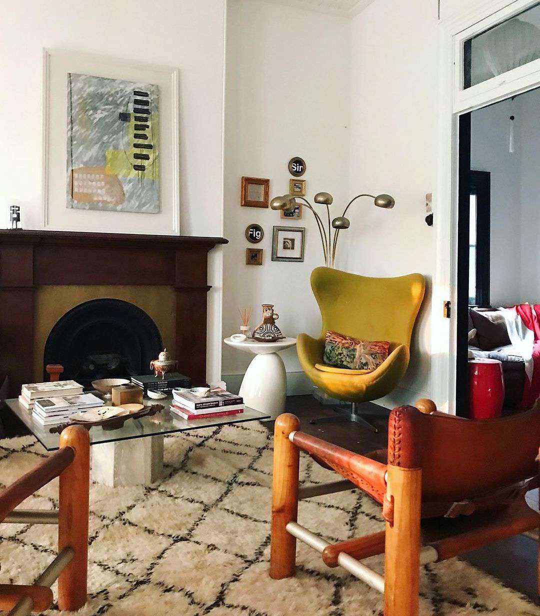 Chartreuse chair in corner