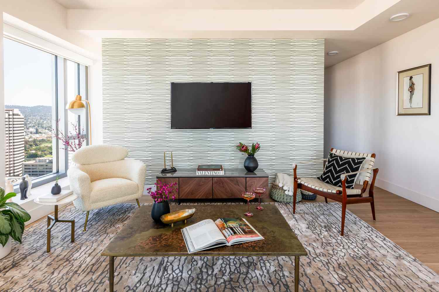 modern living room with texture accents