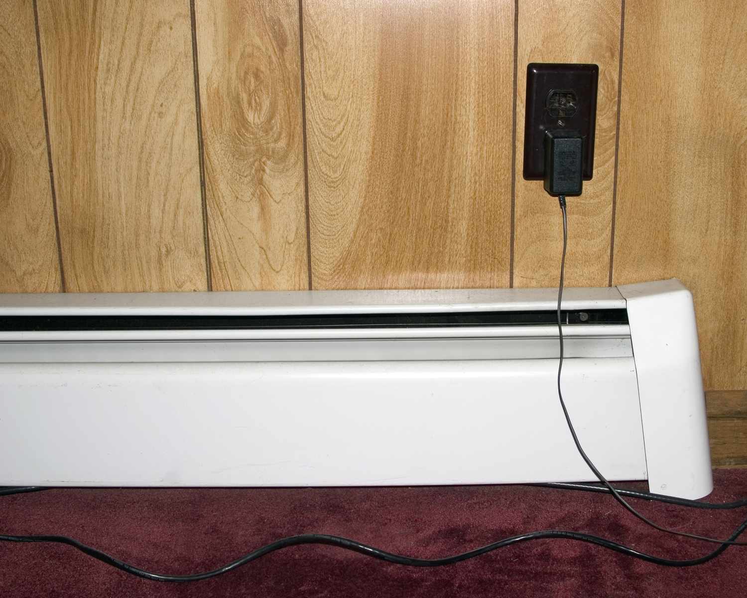Close-up of a baseboard heater