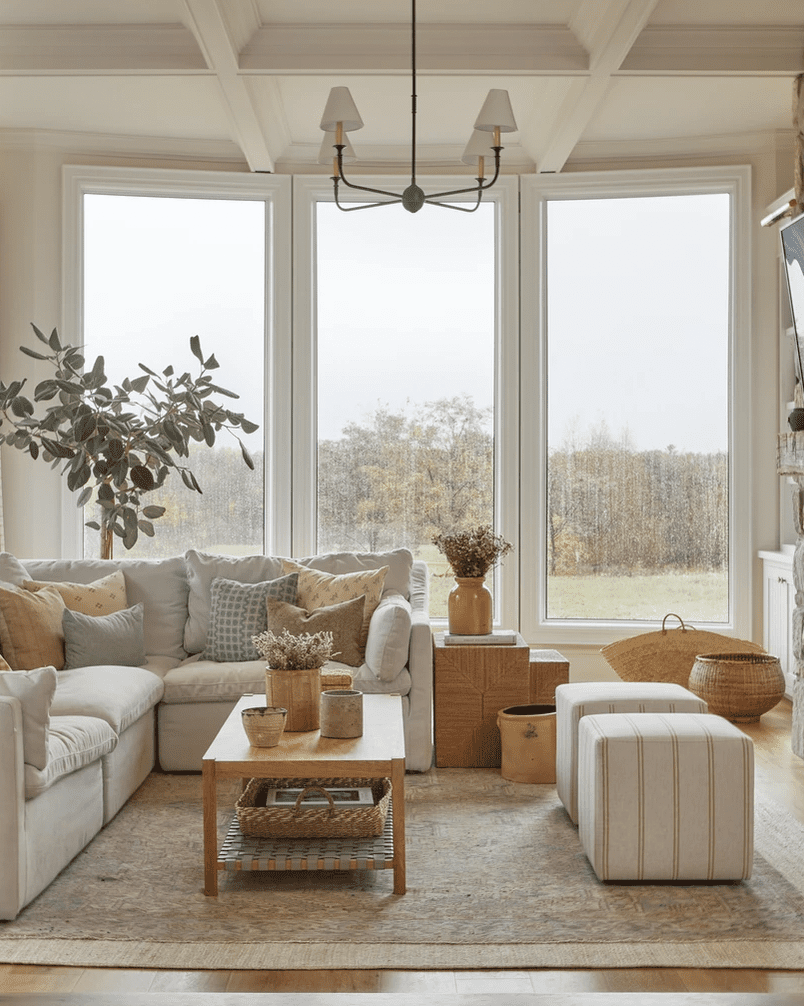 neutral livng room with layers