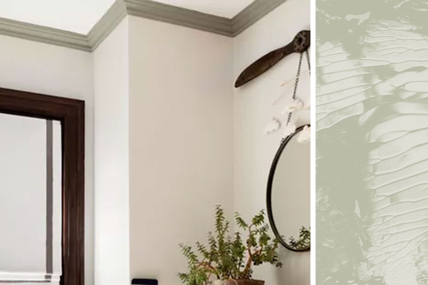 Farrow and Ball Vert De Terre trim inspiration and paint swatch