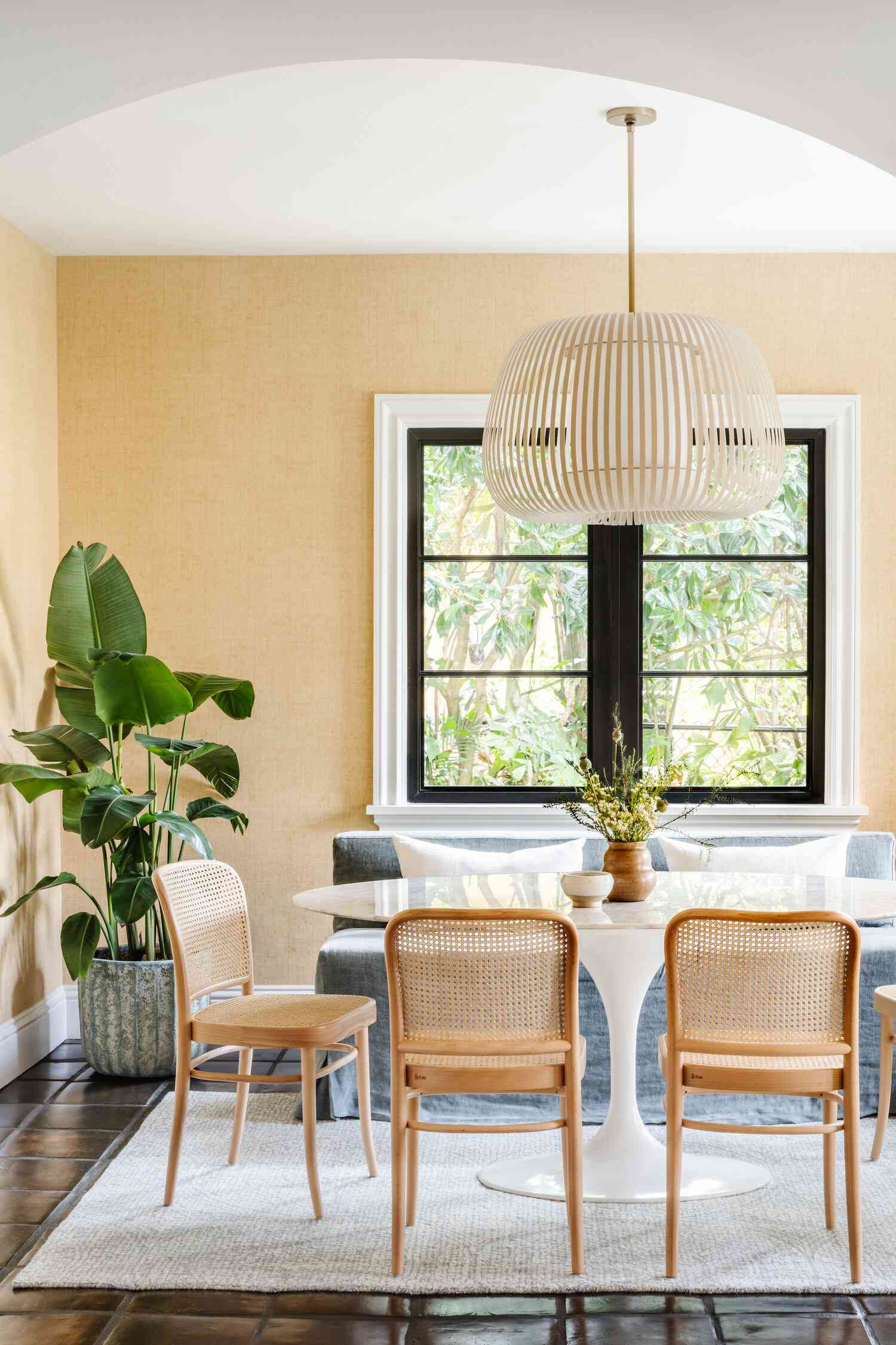 breakfast nook with plant
