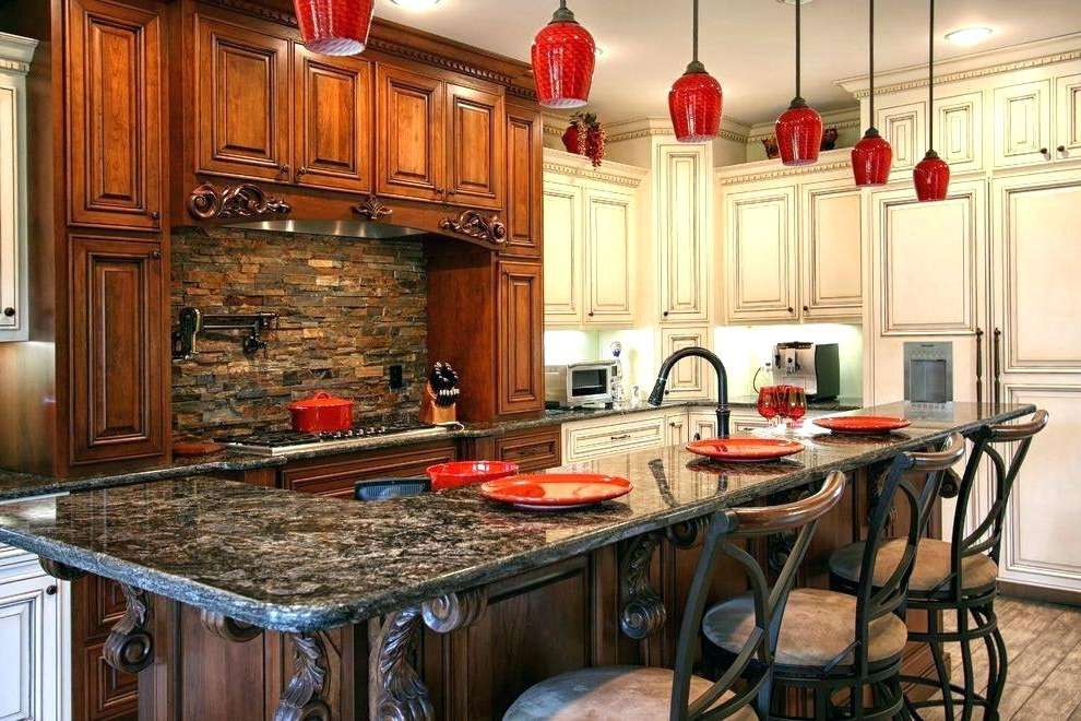 woodsy stone backsplash