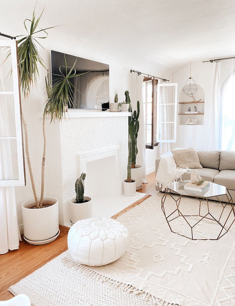 sala de estar boho minimalista