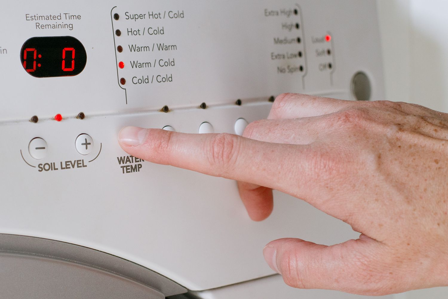 Warmwassertemperatur an der Waschmaschine eingestellt
