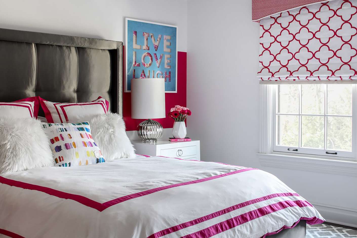 Pink and brown teen girl bedroom