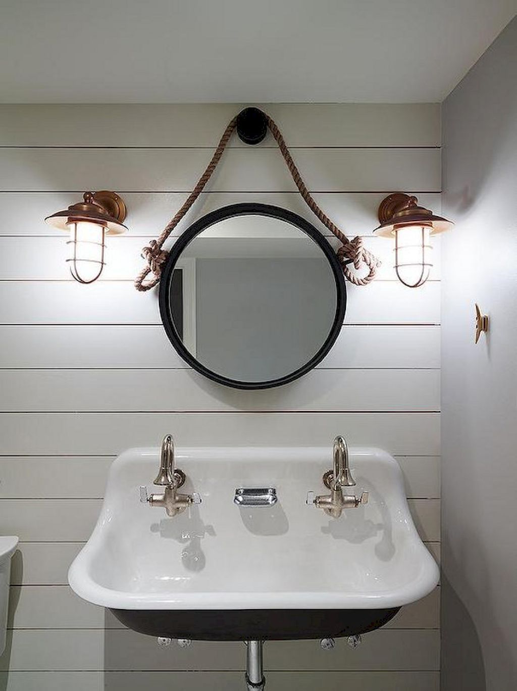 nautical inspired lighting in bathroom